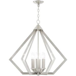 HomeRoots Six Light Dimmable Chandelier with Unique Cylindrical Shades for Stylish Contemporary Spaces 687276