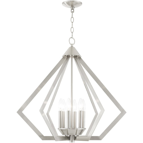 HomeRoots Six Light Dimmable Chandelier with Unique Cylindrical Shades for Stylish Contemporary Spaces 687276