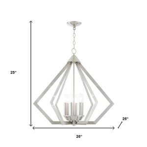 HomeRoots Six Light Dimmable Chandelier with Unique Cylindrical Shades for Stylish Contemporary Spaces 687276