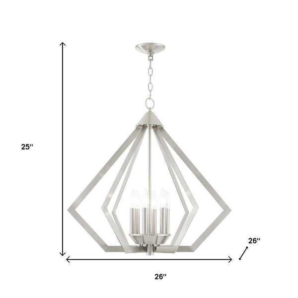 HomeRoots Six Light Dimmable Chandelier with Unique Cylindrical Shades for Stylish Contemporary Spaces 687276