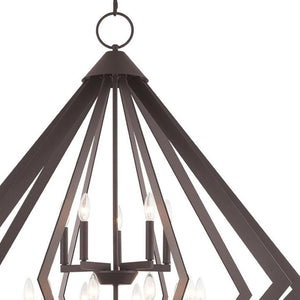 HomeRoots Bronze Multi-Light Dimmable Chandelier - Elegant Cylinder Shades for Stylish Home Ambiance 687277