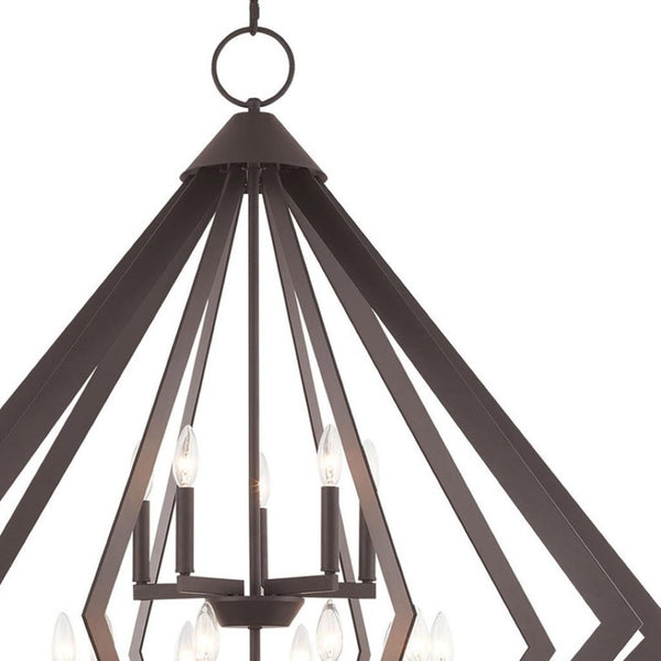 HomeRoots Bronze Multi-Light Dimmable Chandelier - Elegant Cylinder Shades for Stylish Home Ambiance 687277