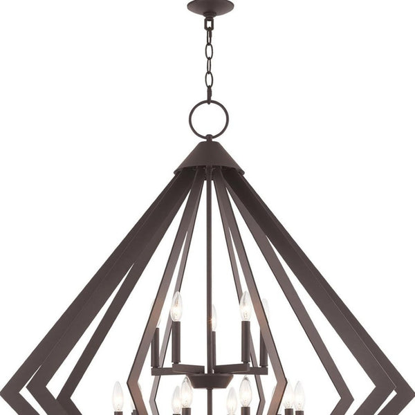 HomeRoots Bronze Multi-Light Dimmable Chandelier - Elegant Cylinder Shades for Stylish Home Ambiance 687277