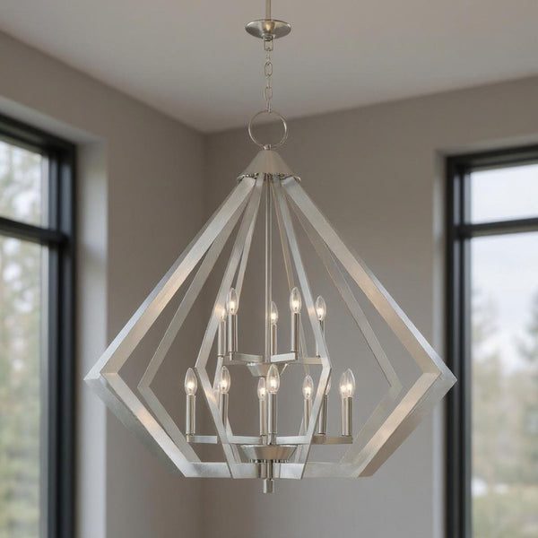 HomeRoots Multi Light Dimmable Chandelier - Modern Cylinder Shades for Stylish Dining & Living Spaces, Hardwired 687278