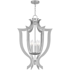 HomeRoots Five Light Dimmable Chandelier - Modern Cylindrical Shades for Elegant Ambiance in Any Space 687279