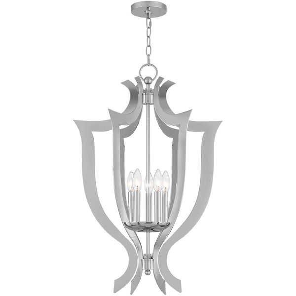 HomeRoots Five Light Dimmable Chandelier - Modern Cylindrical Shades for Elegant Ambiance in Any Space 687279