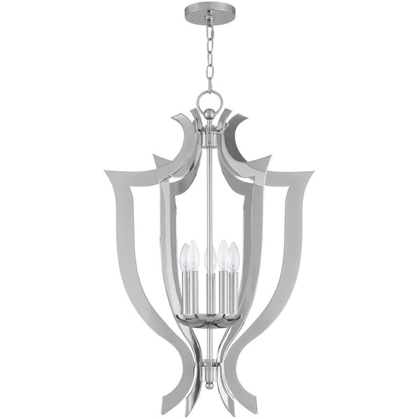 HomeRoots Five Light Dimmable Chandelier - Modern Cylindrical Shades for Elegant Ambiance in Any Space 687279
