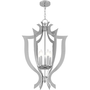 HomeRoots Five Light Dimmable Chandelier - Modern Cylindrical Shades for Elegant Ambiance in Any Space 687279