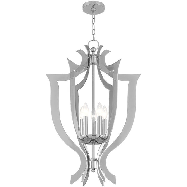 HomeRoots Five Light Dimmable Chandelier - Modern Cylindrical Shades for Elegant Ambiance in Any Space 687279