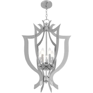 HomeRoots Five Light Dimmable Chandelier - Modern Cylindrical Shades for Elegant Ambiance in Any Space 687279