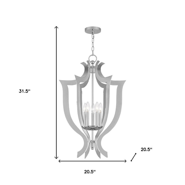 HomeRoots Five Light Dimmable Chandelier - Modern Cylindrical Shades for Elegant Ambiance in Any Space 687279