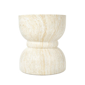 English Elm U_style Hourglass Mgo Concrete Outdoor Accent Table Sculptural Stone Texture Patio Decor Beige,Yellow N711P422067M