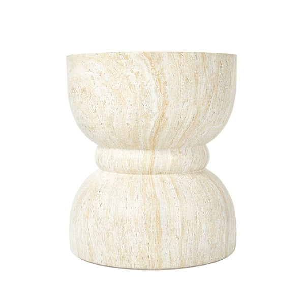 English Elm U_style Hourglass Mgo Concrete Outdoor Accent Table Sculptural Stone Texture Patio Decor Beige,Yellow N711P422067M