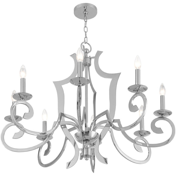 HomeRoots Eight Light Dimmable Chandelier with Elegant Fabric Shades for Modern Living Spaces & Durable Design 687280