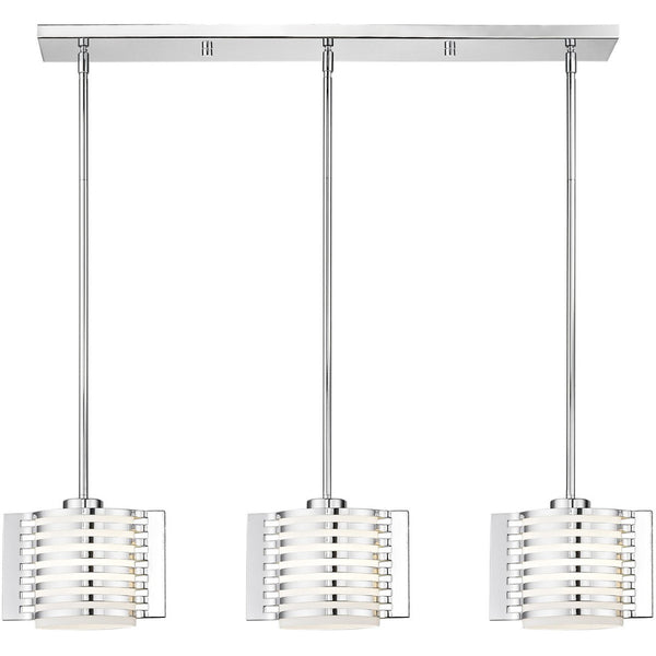 HomeRoots Silver Dimmable Three-Light Chandelier with Opal Cylinder Shades for Elegant Home Ambiance 687281