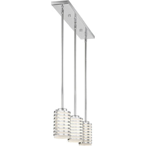 HomeRoots Silver Dimmable Three-Light Chandelier with Opal Cylinder Shades for Elegant Home Ambiance 687281