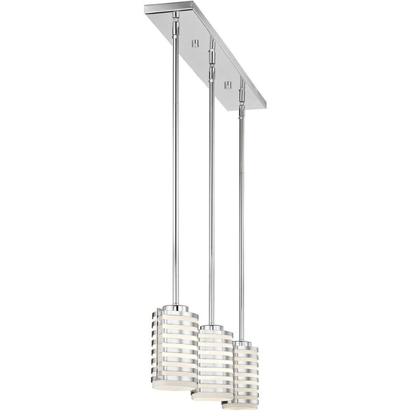 HomeRoots Silver Dimmable Three-Light Chandelier with Opal Cylinder Shades for Elegant Home Ambiance 687281