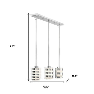 HomeRoots Silver Dimmable Three-Light Chandelier with Opal Cylinder Shades for Elegant Home Ambiance 687281