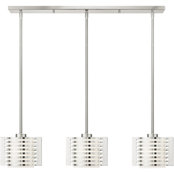 HomeRoots Three Light Dimmable Chandelier with Stylish Cylinder Shades for Modern Home Illumination Upgrade 687282