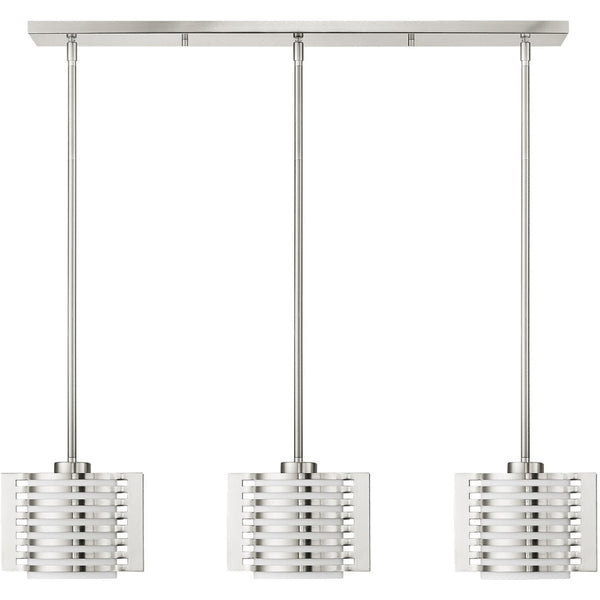 HomeRoots Three Light Dimmable Chandelier with Stylish Cylinder Shades for Modern Home Illumination Upgrade 687282