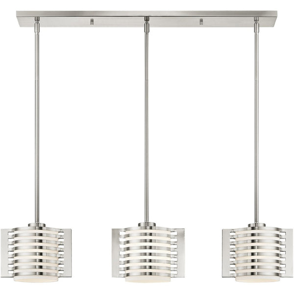 HomeRoots Three Light Dimmable Chandelier with Stylish Cylinder Shades for Modern Home Illumination Upgrade 687282
