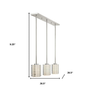 HomeRoots Three Light Dimmable Chandelier with Stylish Cylinder Shades for Modern Home Illumination Upgrade 687282