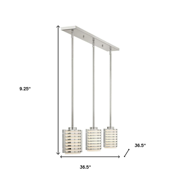 HomeRoots Three Light Dimmable Chandelier with Stylish Cylinder Shades for Modern Home Illumination Upgrade 687282