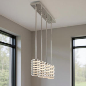 HomeRoots Three Light Dimmable Chandelier with Stylish Cylinder Shades for Modern Home Illumination Upgrade 687282