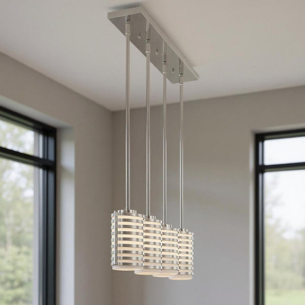 HomeRoots Three Light Dimmable Chandelier with Stylish Cylinder Shades for Modern Home Illumination Upgrade 687282