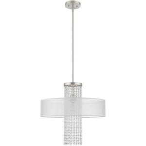 HomeRoots Dimmable Chandelier with Cylindrical Shades: Modern, Adjustable Lighting for Dining Rooms & More 687286
