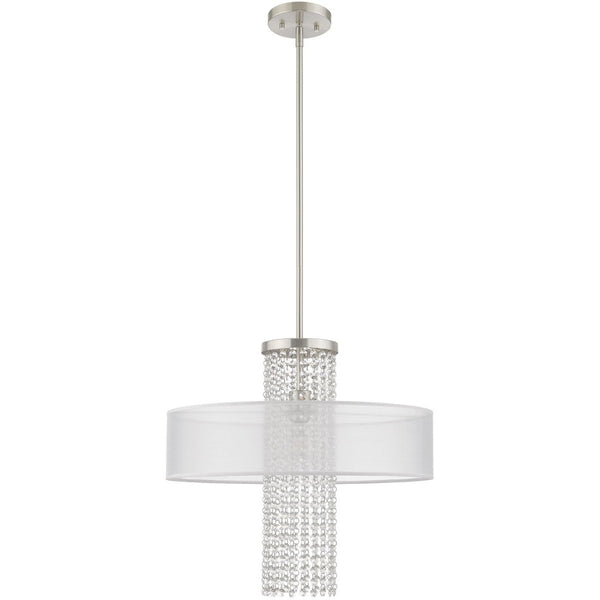 HomeRoots Dimmable Chandelier with Cylindrical Shades: Modern, Adjustable Lighting for Dining Rooms & More 687286