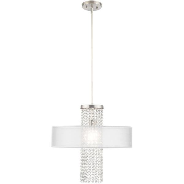 HomeRoots Dimmable Chandelier with Cylindrical Shades: Modern, Adjustable Lighting for Dining Rooms & More 687286