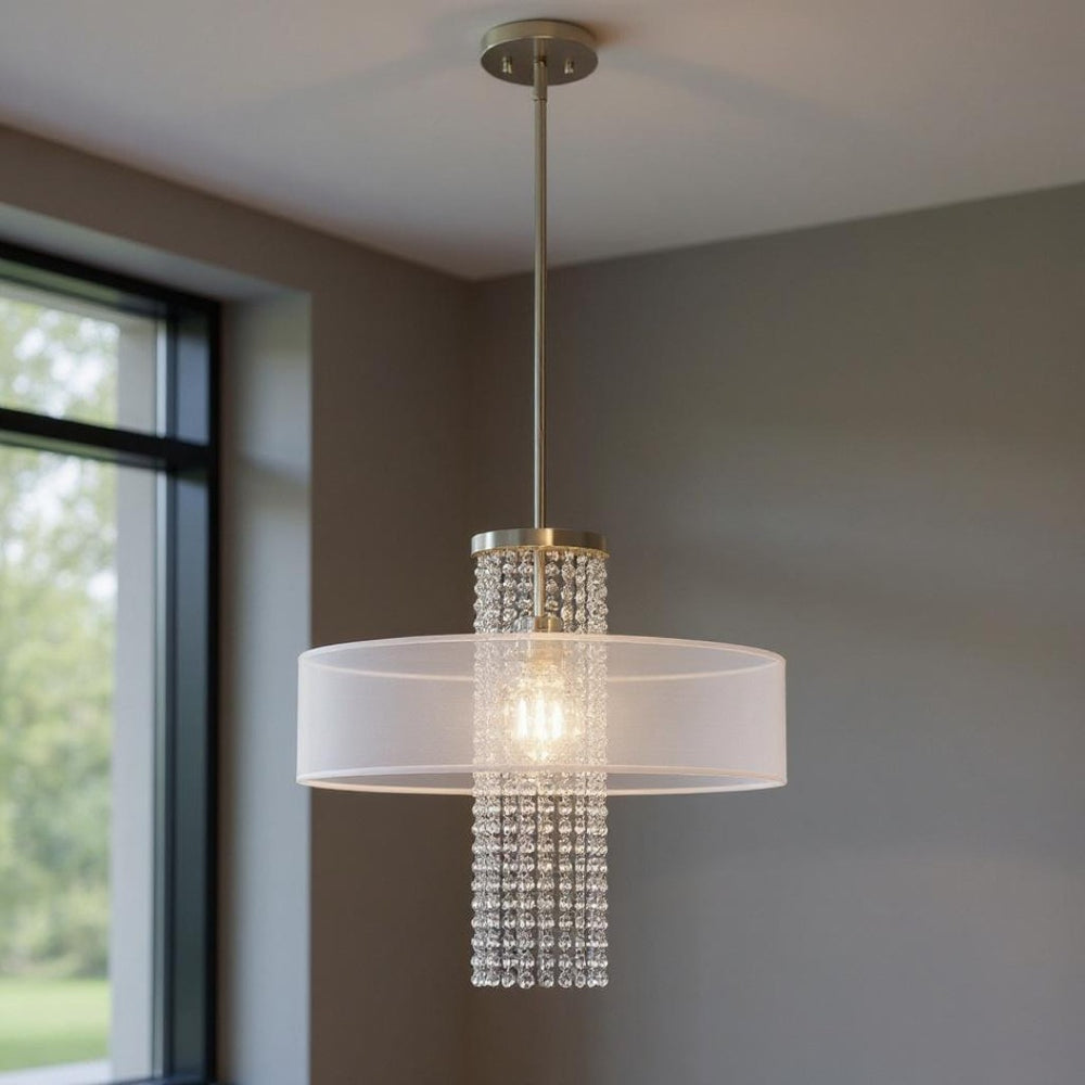 HomeRoots Dimmable Chandelier with Cylindrical Shades: Modern, Adjustable Lighting for Dining Rooms & More 687286