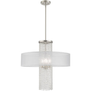 HomeRoots Four Light Dimmable Chandelier: Modern Cylinder Design for Versatile Illumination in Any Space 687287