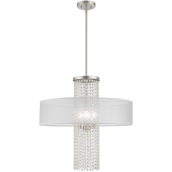 HomeRoots Four Light Dimmable Chandelier: Modern Cylinder Design for Versatile Illumination in Any Space 687287