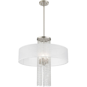 HomeRoots Four Light Dimmable Chandelier: Modern Cylinder Design for Versatile Illumination in Any Space 687287