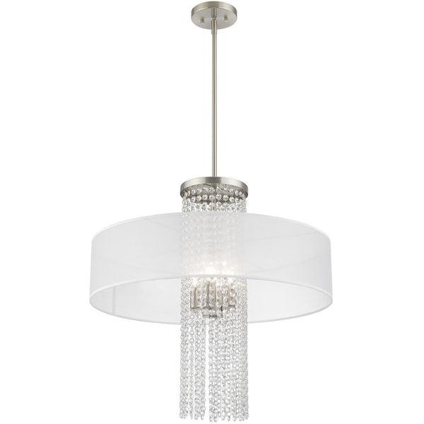 HomeRoots Four Light Dimmable Chandelier: Modern Cylinder Design for Versatile Illumination in Any Space 687287