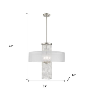 HomeRoots Four Light Dimmable Chandelier: Modern Cylinder Design for Versatile Illumination in Any Space 687287