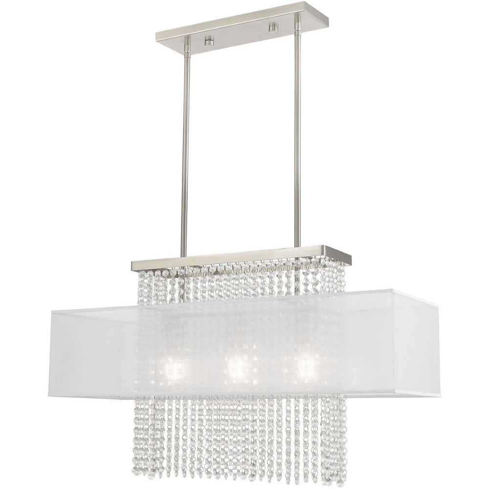 HomeRoots Three Light Dimmable Chandelier - Modern Cylindrical Shades for Elegant, Adjustable Ambient Lighting 687288