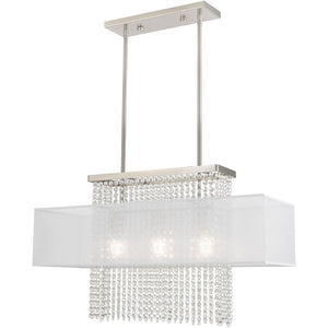 HomeRoots Three Light Dimmable Chandelier - Modern Cylindrical Shades for Elegant, Adjustable Ambient Lighting 687288