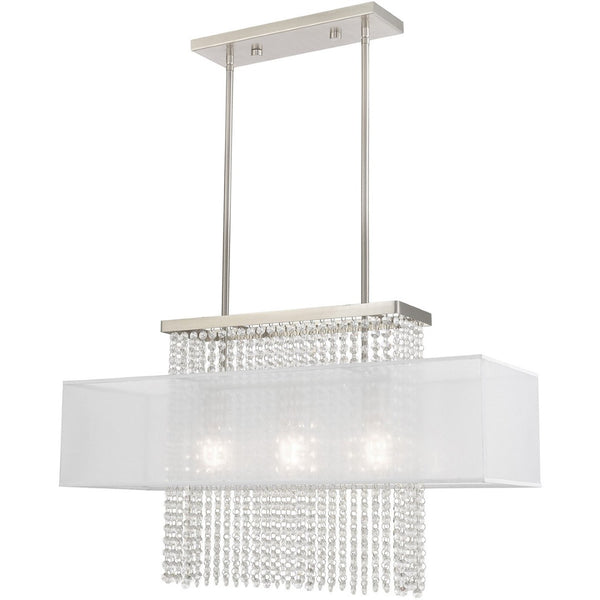 HomeRoots Three Light Dimmable Chandelier - Modern Cylindrical Shades for Elegant, Adjustable Ambient Lighting 687288