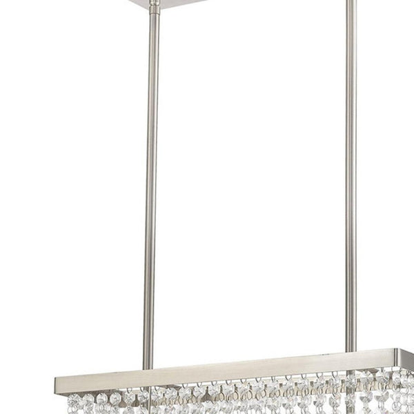 HomeRoots Three Light Dimmable Chandelier - Modern Cylindrical Shades for Elegant, Adjustable Ambient Lighting 687288