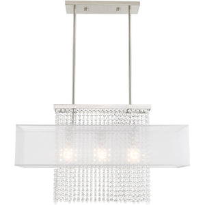 HomeRoots Three Light Dimmable Chandelier - Modern Cylindrical Shades for Elegant, Adjustable Ambient Lighting 687288