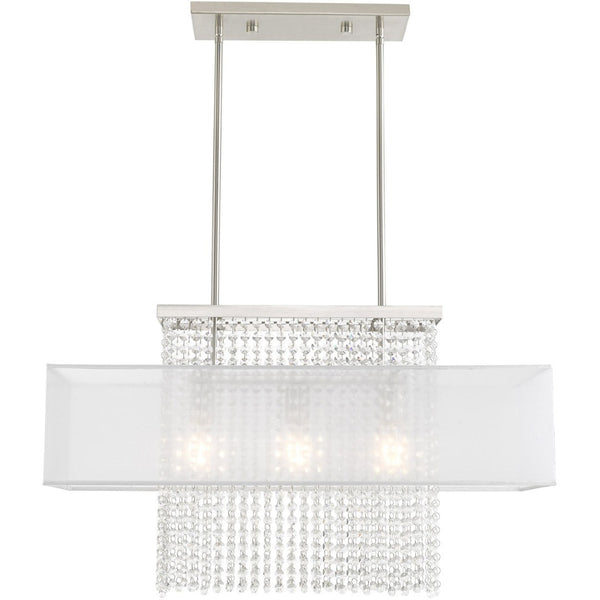 HomeRoots Three Light Dimmable Chandelier - Modern Cylindrical Shades for Elegant, Adjustable Ambient Lighting 687288