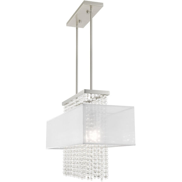 HomeRoots Three Light Dimmable Chandelier - Modern Cylindrical Shades for Elegant, Adjustable Ambient Lighting 687288