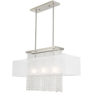 HomeRoots Three Light Dimmable Chandelier - Modern Cylindrical Shades for Elegant, Adjustable Ambient Lighting 687288
