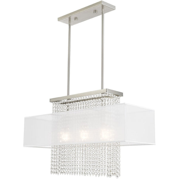 HomeRoots Three Light Dimmable Chandelier - Modern Cylindrical Shades for Elegant, Adjustable Ambient Lighting 687288