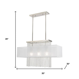 HomeRoots Three Light Dimmable Chandelier - Modern Cylindrical Shades for Elegant, Adjustable Ambient Lighting 687288