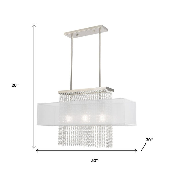 HomeRoots Three Light Dimmable Chandelier - Modern Cylindrical Shades for Elegant, Adjustable Ambient Lighting 687288