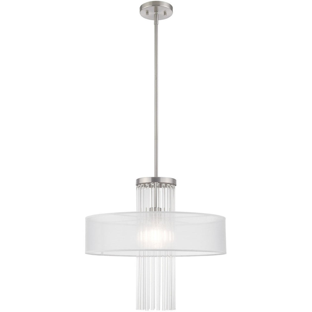 HomeRoots Nickel Modern Dimmable Chandelier with Clear Metal Accents - Stylish Lighting for Any Space 687289
